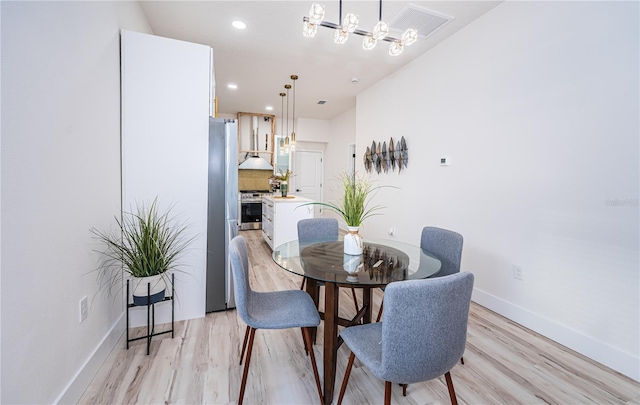 dining area featuring light hardwood / wood-style floors