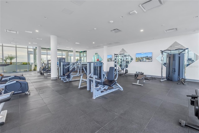 777 3rd Ave N Unit 1203, Saint Petersburg, FL 33701 - workout area featuring a wall of windows and recessed lighting