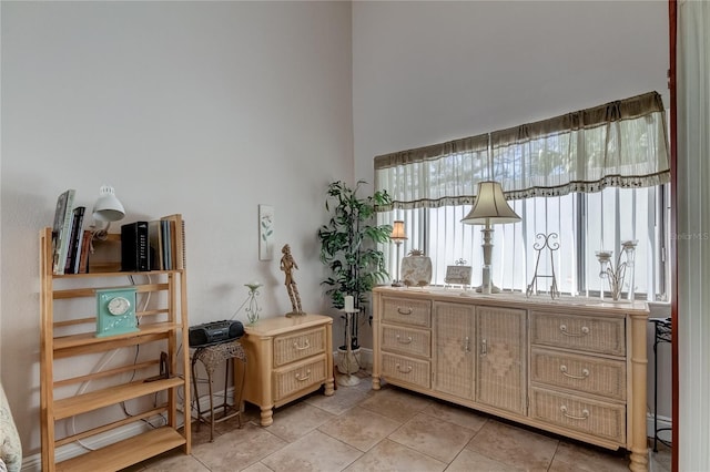 interior space with tile patterned flooring