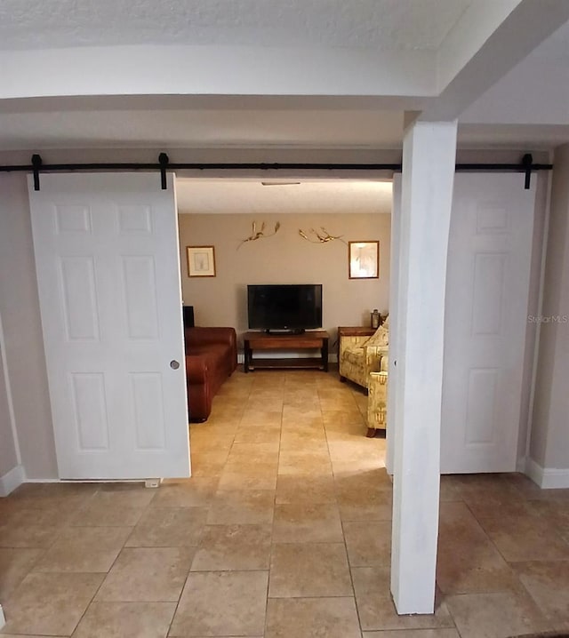 corridor with a barn door