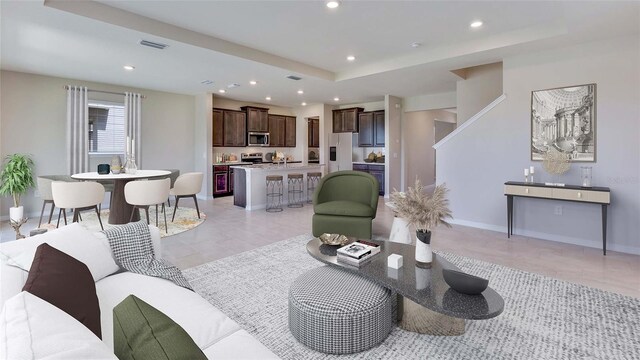 view of tiled living room