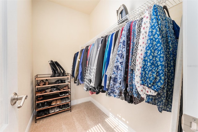 spacious closet with carpet flooring