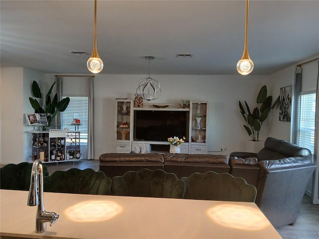 living room with wood-type flooring