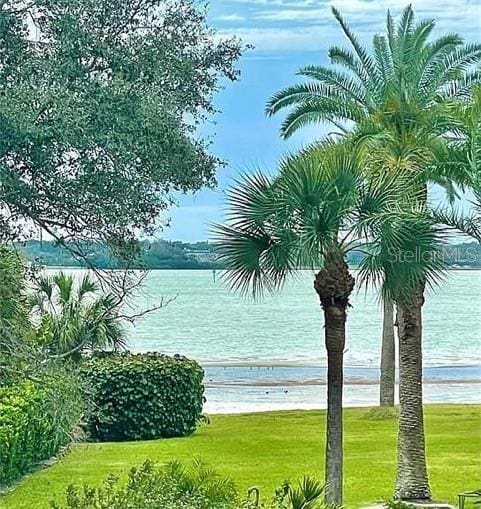 property view of water featuring a beach view