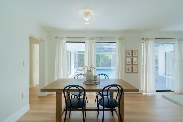 dining room with light hardwood / wood-style floors