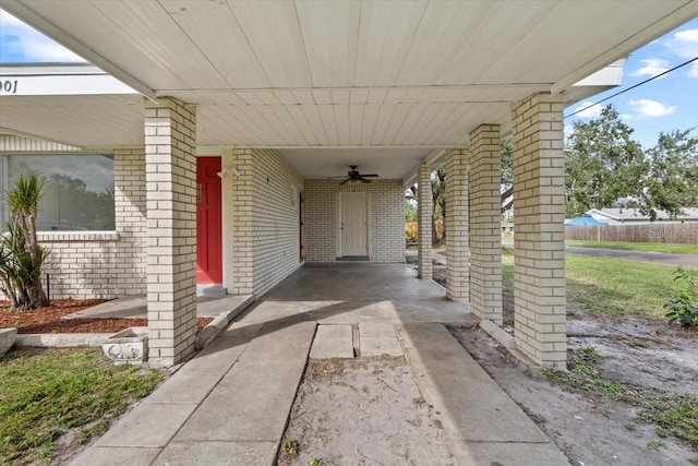 view of patio / terrace featuring ceiling fan