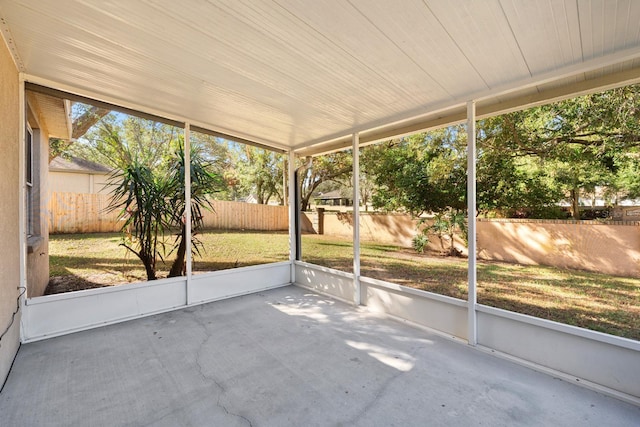 view of unfurnished sunroom