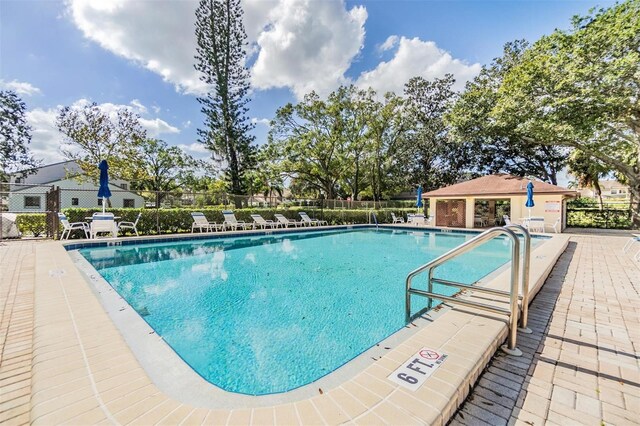 view of swimming pool featuring a patio