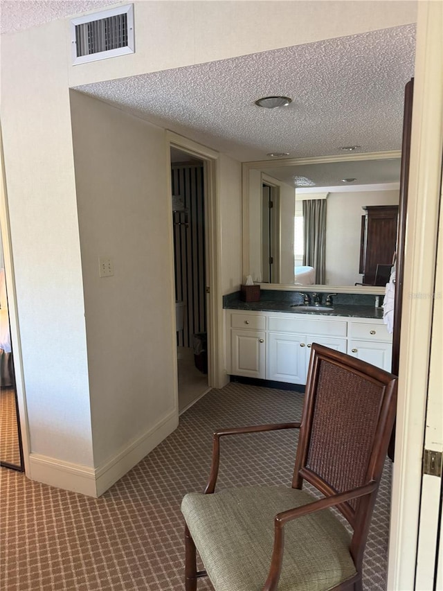 bathroom featuring sink and a textured ceiling