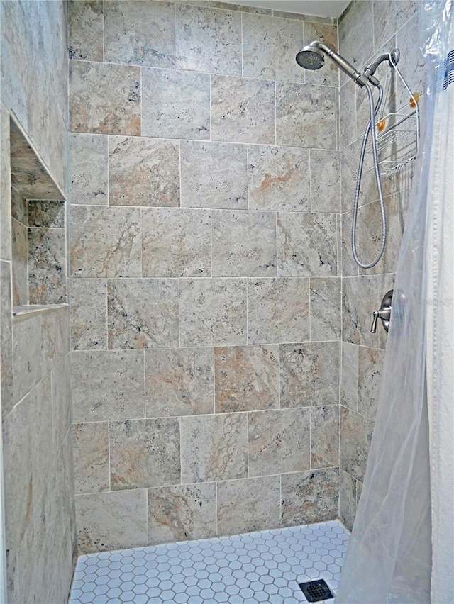 bathroom featuring a shower with shower curtain