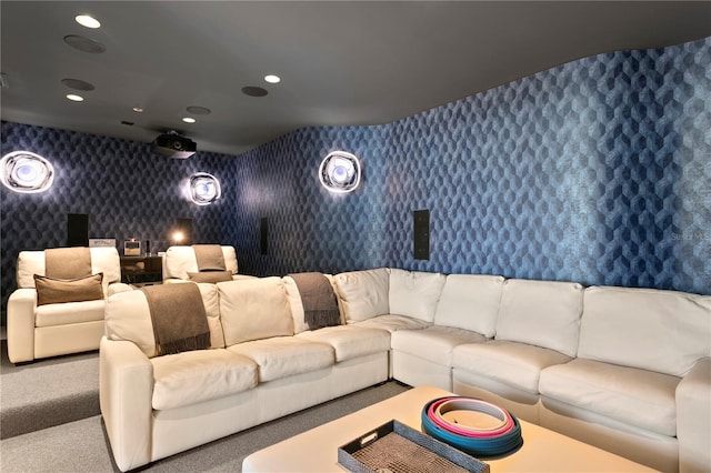 view of carpeted cinema room