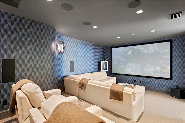 view of carpeted home theater room