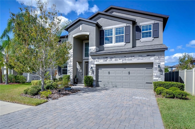 view of front of property with a garage