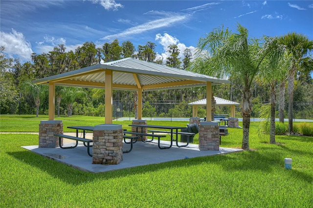 view of home's community featuring a gazebo and a lawn