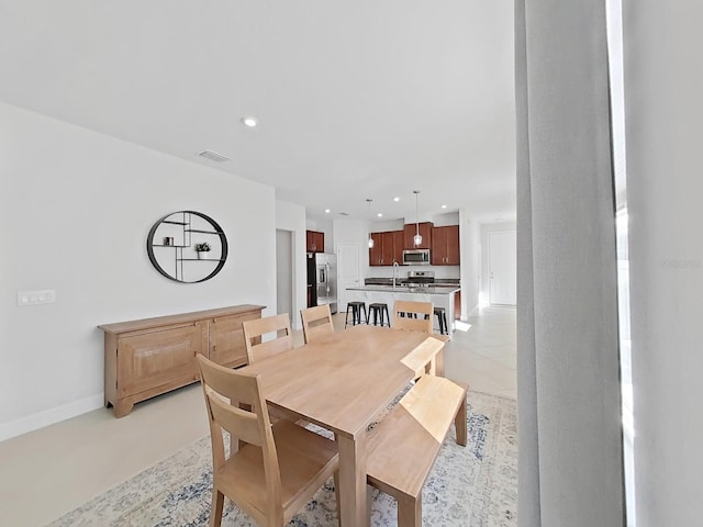 dining area with sink