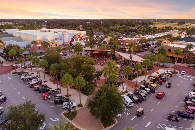 view of aerial view at dusk