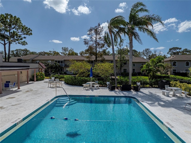 view of swimming pool with a patio