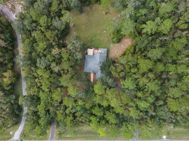 aerial view featuring a forest view