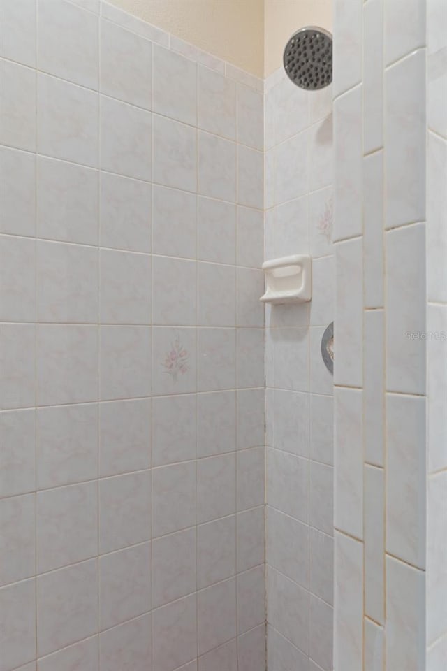 details with a tile shower