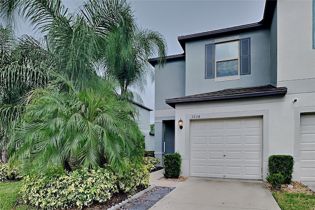 view of front of house with a garage