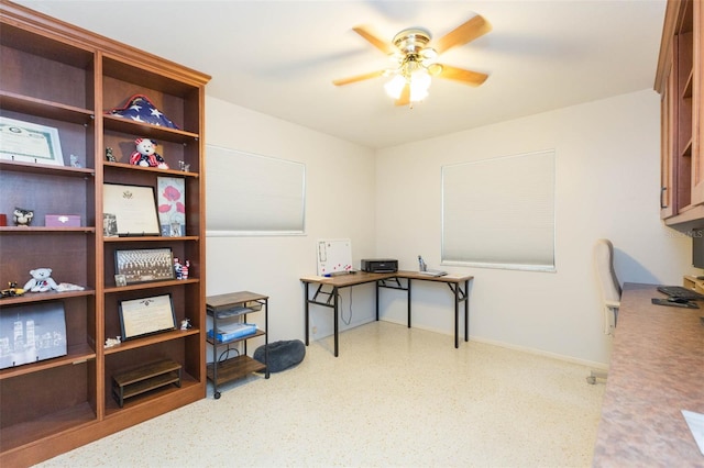 office featuring ceiling fan