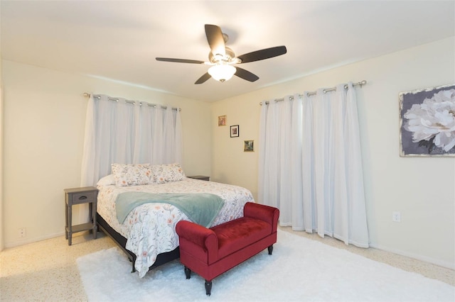 bedroom featuring ceiling fan