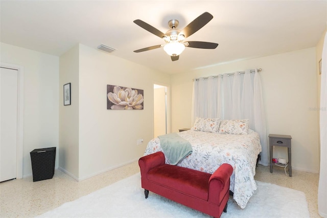 bedroom featuring ceiling fan