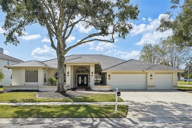 view of front of house with a garage