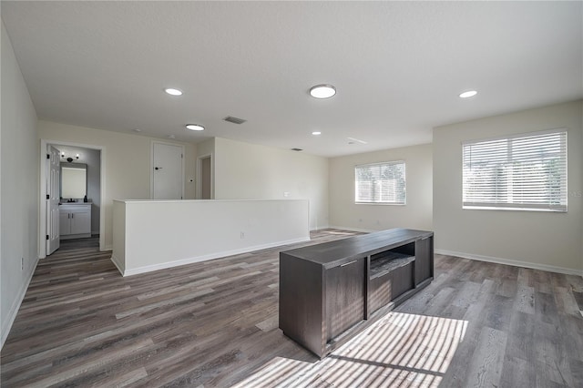 home office featuring dark wood-type flooring