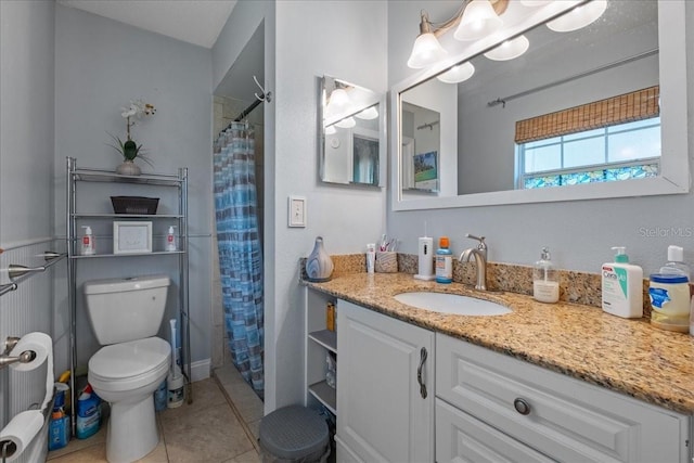 1467 Monte St, Port Charlotte, FL 33952 - bathroom with tile patterned flooring, toilet, vanity, and curtained shower