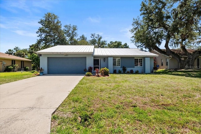 1467 Monte St, Port Charlotte, FL 33952 - ranch-style house with a garage, a front lawn, concrete driveway, and stucco siding