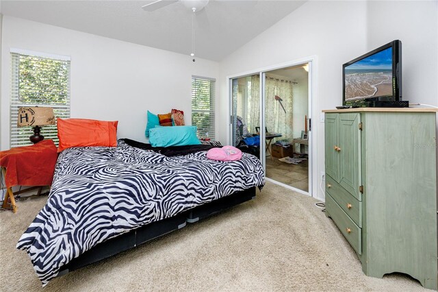 4234 Chesterfield Cir, Palm Harbor, FL 34683 - carpeted bedroom featuring lofted ceiling, a ceiling fan, and a closet