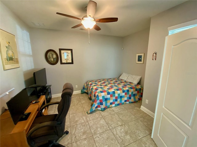 bedroom featuring ceiling fan