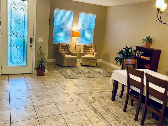 foyer with light tile patterned floors