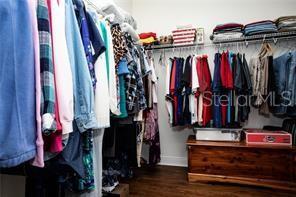 walk in closet featuring dark hardwood / wood-style floors