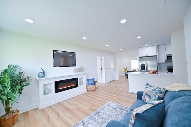 living room with light wood-type flooring