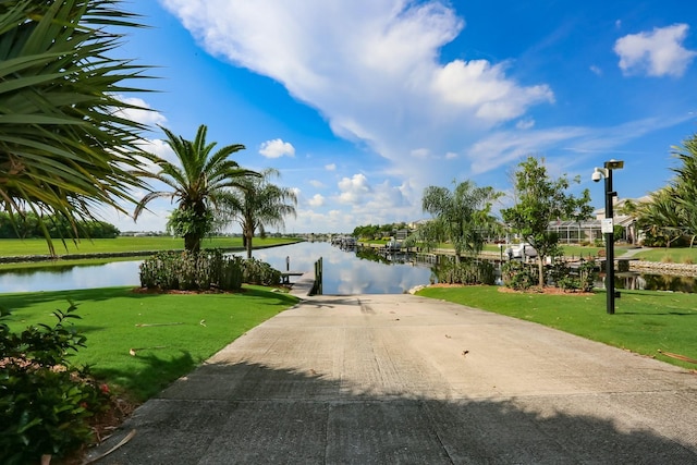 property view of water with a boat dock