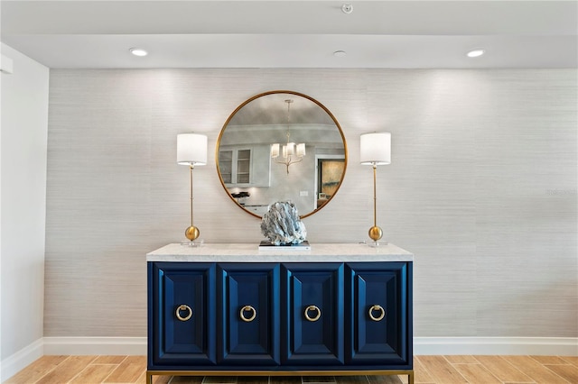 bathroom featuring vanity and hardwood / wood-style flooring