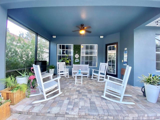 view of patio / terrace with ceiling fan