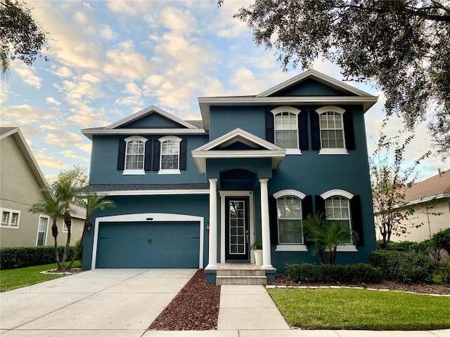 view of front of house with a garage