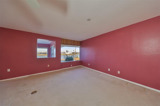 spare room featuring light colored carpet