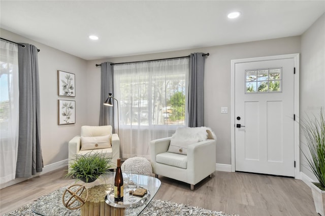 sitting room featuring light hardwood / wood-style floors