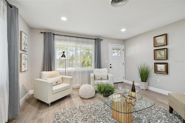 living area with light wood-type flooring