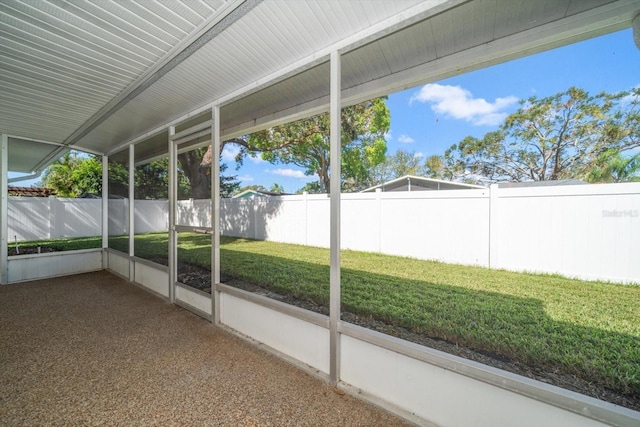 view of unfurnished sunroom