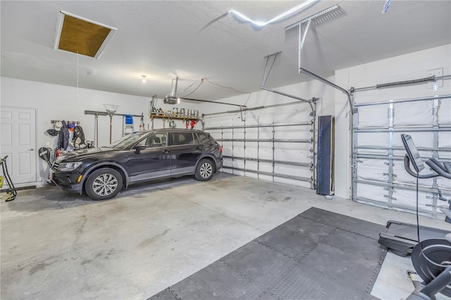 garage with a garage door opener
