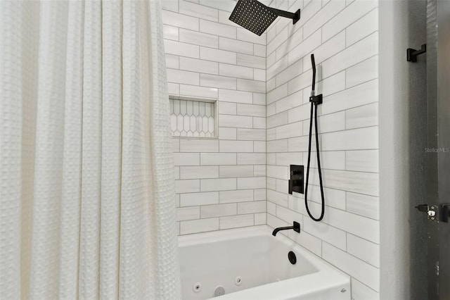 bathroom featuring shower / tub combo with curtain