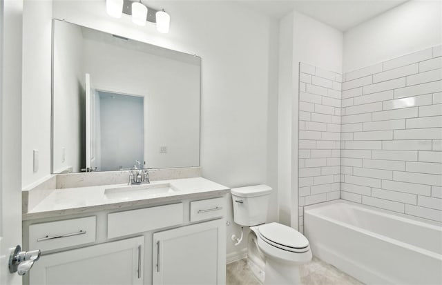 full bath featuring shower / washtub combination, vanity, and toilet