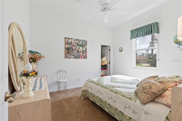 bedroom featuring carpet flooring and ceiling fan