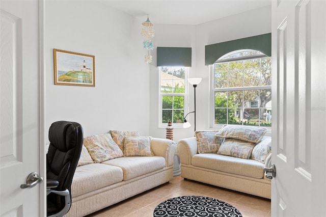 view of tiled living room