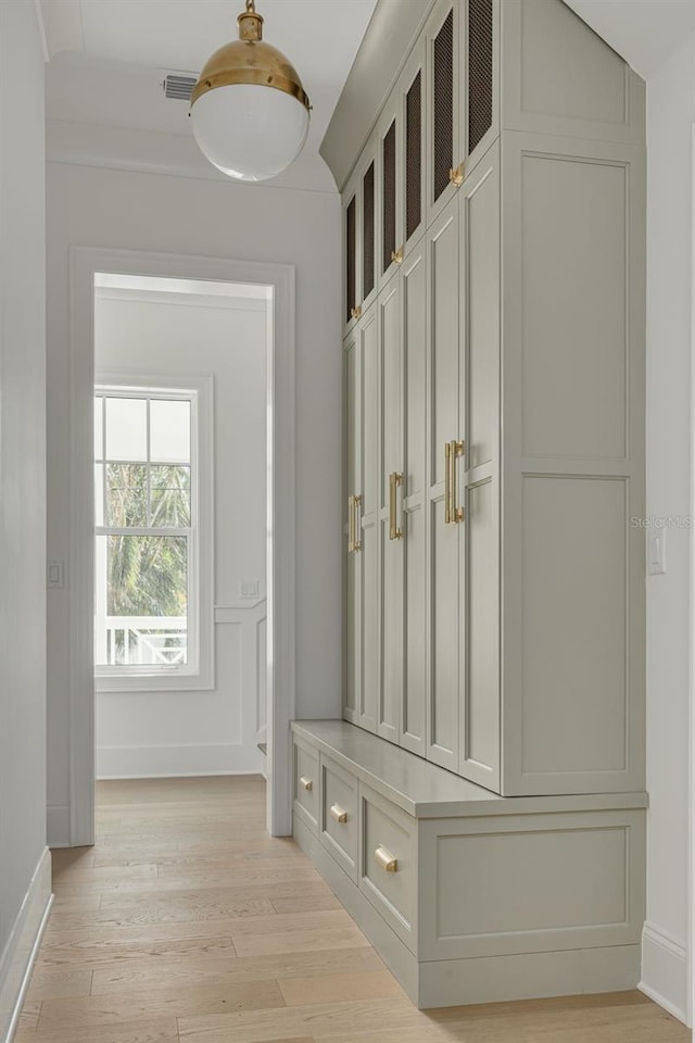 mudroom featuring light hardwood / wood-style flooring